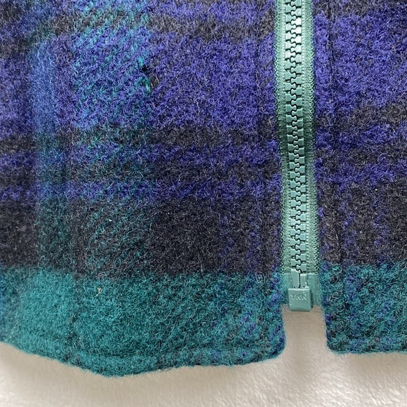 Brenire Vintage Hand Framed Pure New Wool Knit Plaid Full Zip Sweater Jacket - Picture 14 of 14